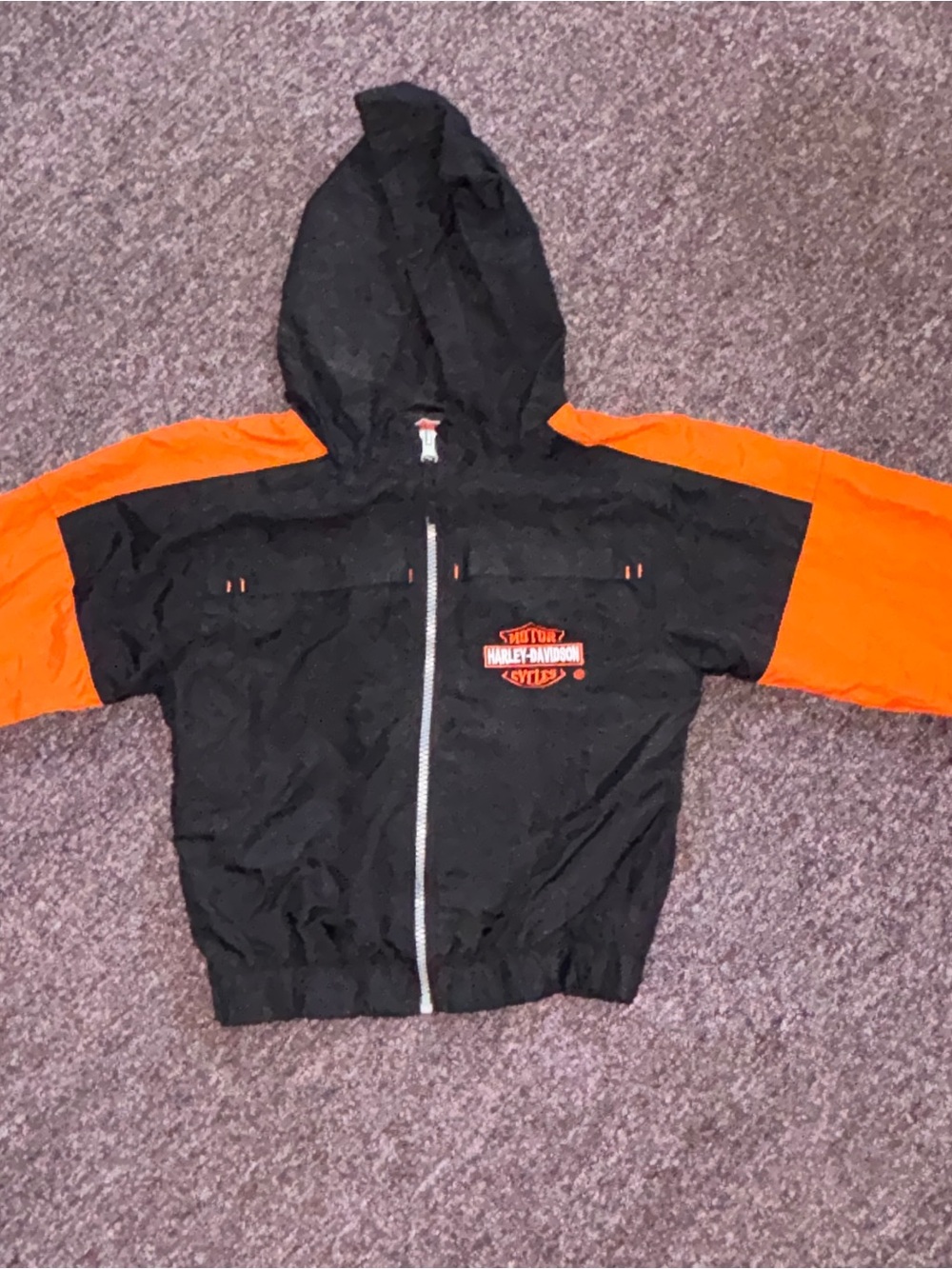 Harley-Davidson Black & Orange Kids Hooded windbreaker Jacket